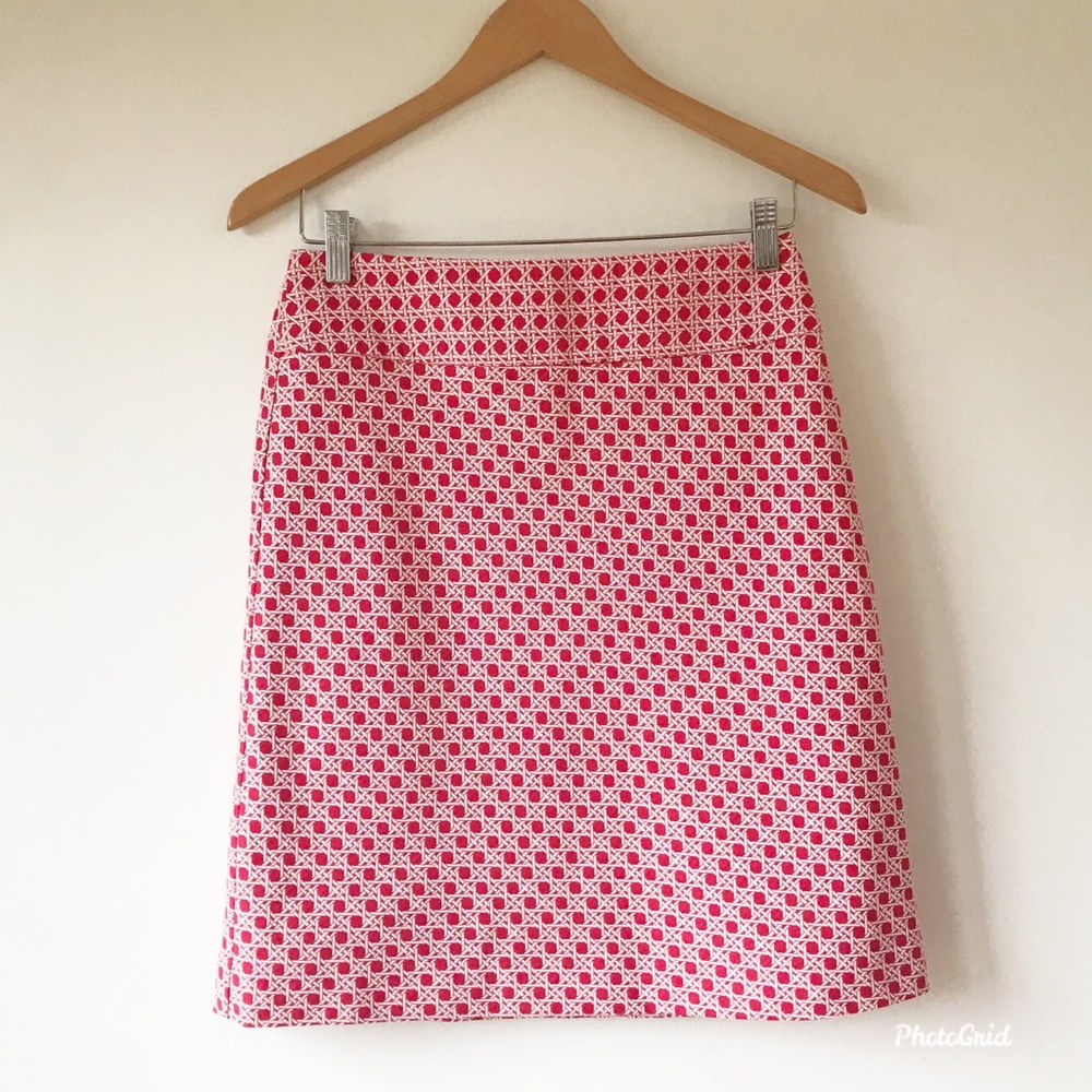 Talbots red and white pencil skirt